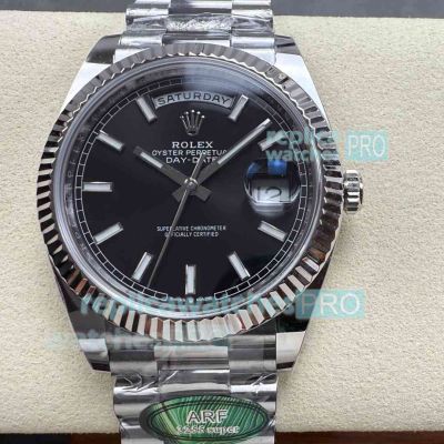 ARF Super Replica Rolex President 3255 Day-Date II Watch Black Dial 40mm 